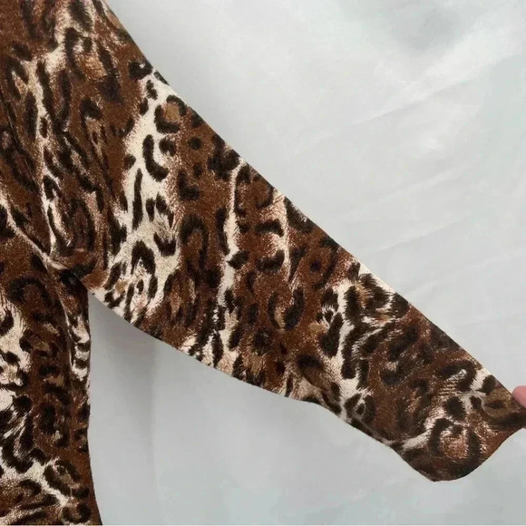 INC International Concepts Women’s Leopard Top Small Petite Brown Black 3/4 Slv - Picture 4 of 11